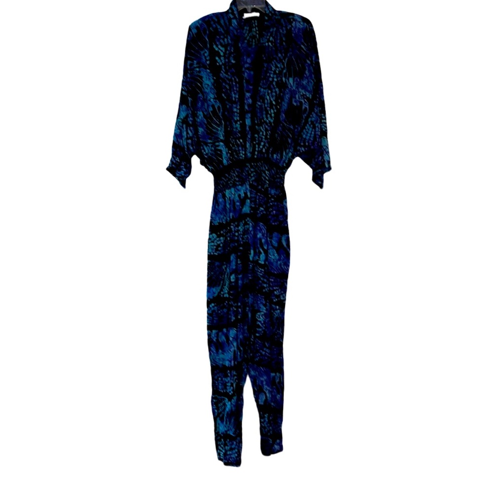 Red’s Threads Vintage 1980’s 100% Rayon Jumpsuit Purple Black Blue Large Retro - Picture 3 of 6
